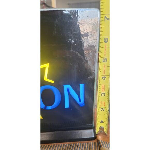 Electriglas- Molson table top light-up beer sign- blue/yellow- works great. - Picture 2 of 6